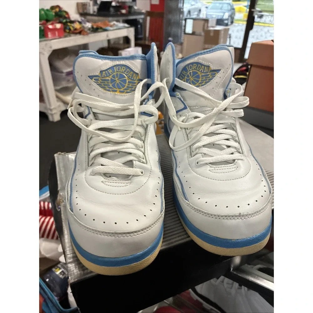 Jordan 2 Retro Sz 14 Melo White University Blue Maize 308308-141 UNC Tarheels BK